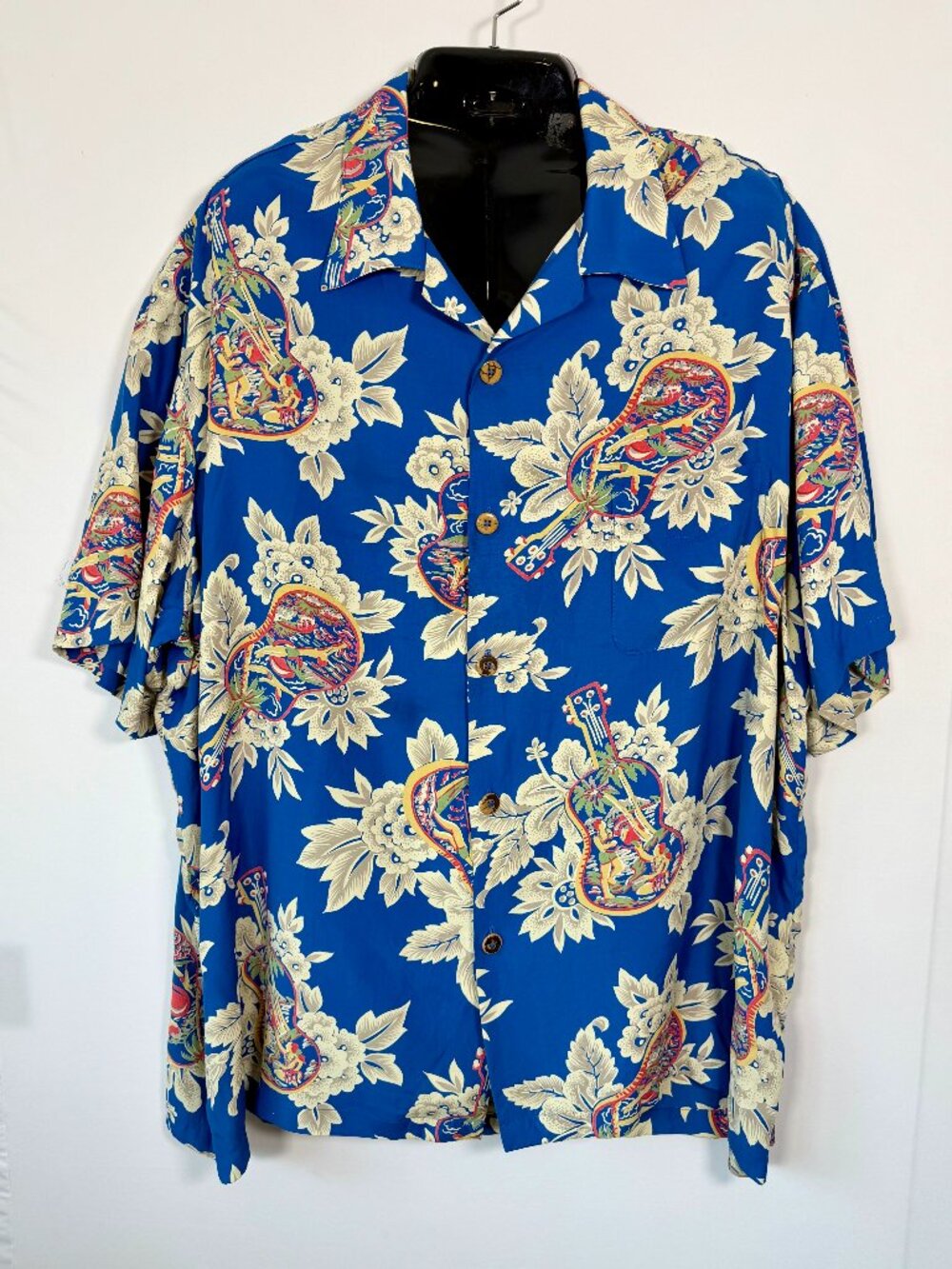 Paradise on a Hanger Floral Ukulele Hawaiian Button-down Shirt - Men's 4XL